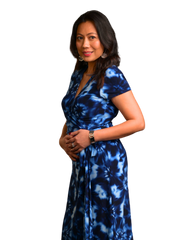 A-Line Wrap Dress with Cap Sleeves & No Collar - Tie & Dye