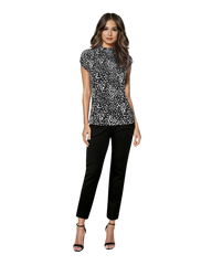 High Neck Cap Sleeve Top - Uneven Polka Dots