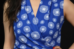 A-line Wrap Dress, Sleeveless - Fantasy Print