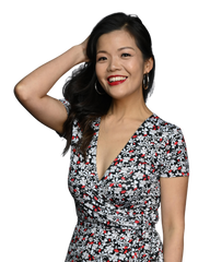 A-Line Wrap Dress with Cap Sleeves No Collar - Flowers in Flow Print