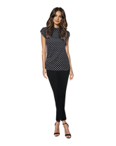 High Neck Cap Sleeve Top - Small Polka Dots