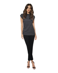 High Neck Cap Sleeve Top - Small Polka Dots