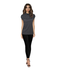 High Neck Cap Sleeve Top - Small Polka Dots