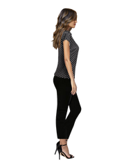 High Neck Cap Sleeve Top - Small Polka Dots