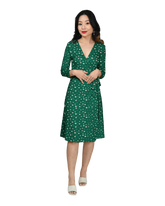 A-Line Wrap Dress with 3/4th Sleeves - Artsci Buzz