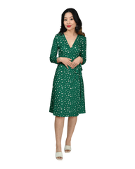 A-Line Wrap Dress with 3/4th Sleeves - Artsci Buzz
