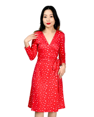 A-Line Wrap Dress with 3/4th Sleeves - Artsci Buzz