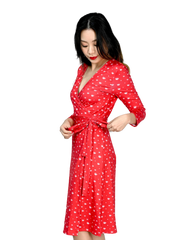 A-Line Wrap Dress with 3/4th Sleeves - Artsci Buzz