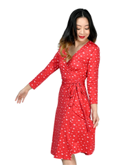 A-Line Wrap Dress with 3/4th Sleeves - Artsci Buzz