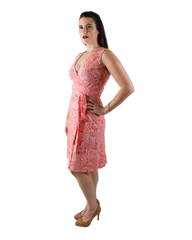 A-Line Wrap Dress, Sleeveless & No Collar - Paisley