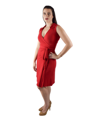 A-Line Wrap Dress, Sleeveless with Collar