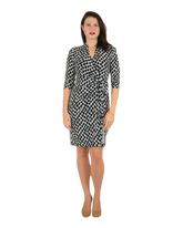 Classic Fit Wrap Dress with 3/4th Sleeves & Collar - Leaf
