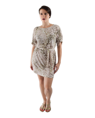 Button Sleeve Dress - Eclectic Animal Print