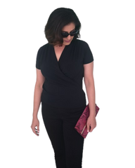 Cardigan Wrap Top with Cap Sleeves