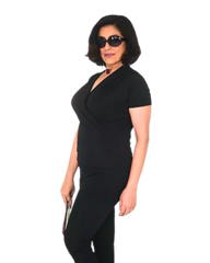 Cardigan Wrap Top with Cap Sleeves