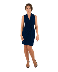 Classic Fit Wrap Dress, Sleeveless with collar