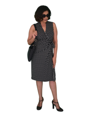 Classic Fit Wrap Dress with cap sleeves - Small Polka Dots