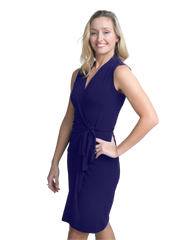 Classic Fit Wrap Dress, Sleeveless with No Collar