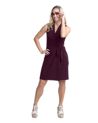 Classic Fit Wrap Dress, Sleeveless with No Collar