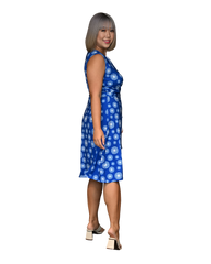 A-Line Wrap Dress, Sleeveless & No Collar - Fantasy Print