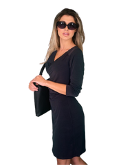 Faux Wrap Dress with 3/4th Sleeves