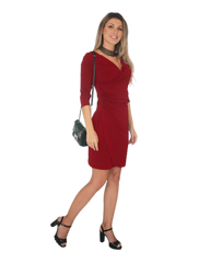 Faux Wrap Dress with 3/4th Sleeves