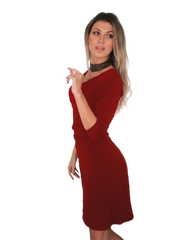 Faux Wrap Dress with 3/4th Sleeves