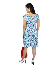 Faux Wrap Dress - Flying Beauties Print