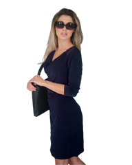 Faux Wrap Dress with 3/4th Sleeves