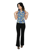 Signature Sleeveless Faux Wrap Top - Feathery Vibes Print