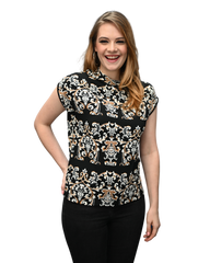 High Neck Cap Sleeve Top - Guild Print