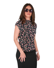 High Neck Cap Sleeve Top - Pink Rhapsody