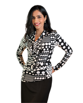 Long Sleeve Cardigan Wrap Top - Multi Polka Dots