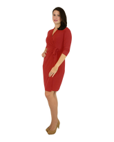 Classic Fit Wrap Dress with 3/4 Sleeves