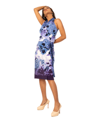 Straight Cut Halter Neck Multi Way Wrap Dress Sleeveless - Silky