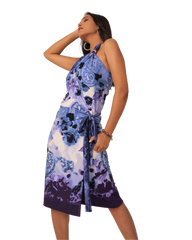 Straight Cut Halter Neck Multi Way Wrap Dress Sleeveless - Silky