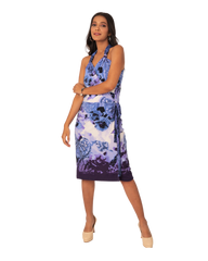 Straight Cut Halter Neck Multi Way Wrap Dress Sleeveless - Silky