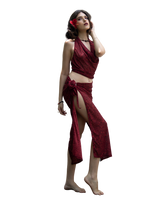 Sarong Set - Tie Back Top and Sarong Skirt with Slit