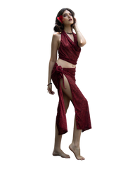 Sarong Set - Tie Back Top and Sarong Skirt with Slit