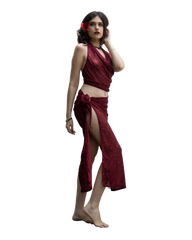 Sarong Set - Tie Back Top and Sarong Skirt with Slit