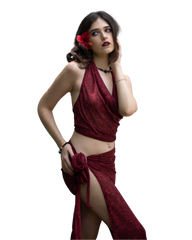 Sarong Set - Tie Back Top and Sarong Skirt with Slit