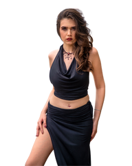 Sarong Set - Tie Back Top and Sarong Skirt with Slit