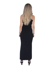 Sleeve Less Fan Belt Multi Way Faux Wrap Top - Black