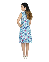 A-Line Wrap Dress, Sleeveless & No Collar - Flying Beauties Print