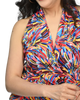 Signature  Sleeveless Faux Wrap Top - Feathery Vibes Print