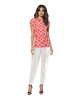 High Neck Cap Sleeve Top - Orange Square
