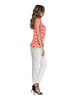 High Neck Cap Sleeve Top - Orange Square
