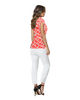 High Neck Cap Sleeve Top - Orange Square
