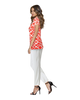 High Neck Cap Sleeve Top - Orange Square