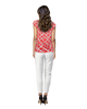 High Neck Cap Sleeve Top - Orange Square